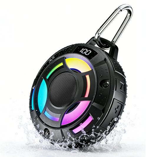 Bluetooth Shower Speaker,Portable Bluetooth 5.4 Speaker,24W Stereo Bass,RGB Lights,Wireless IPX7 Waterproof Speakers with Built In Mic,Digital Display,for Bathroom Party Travel Outdoor, Gift