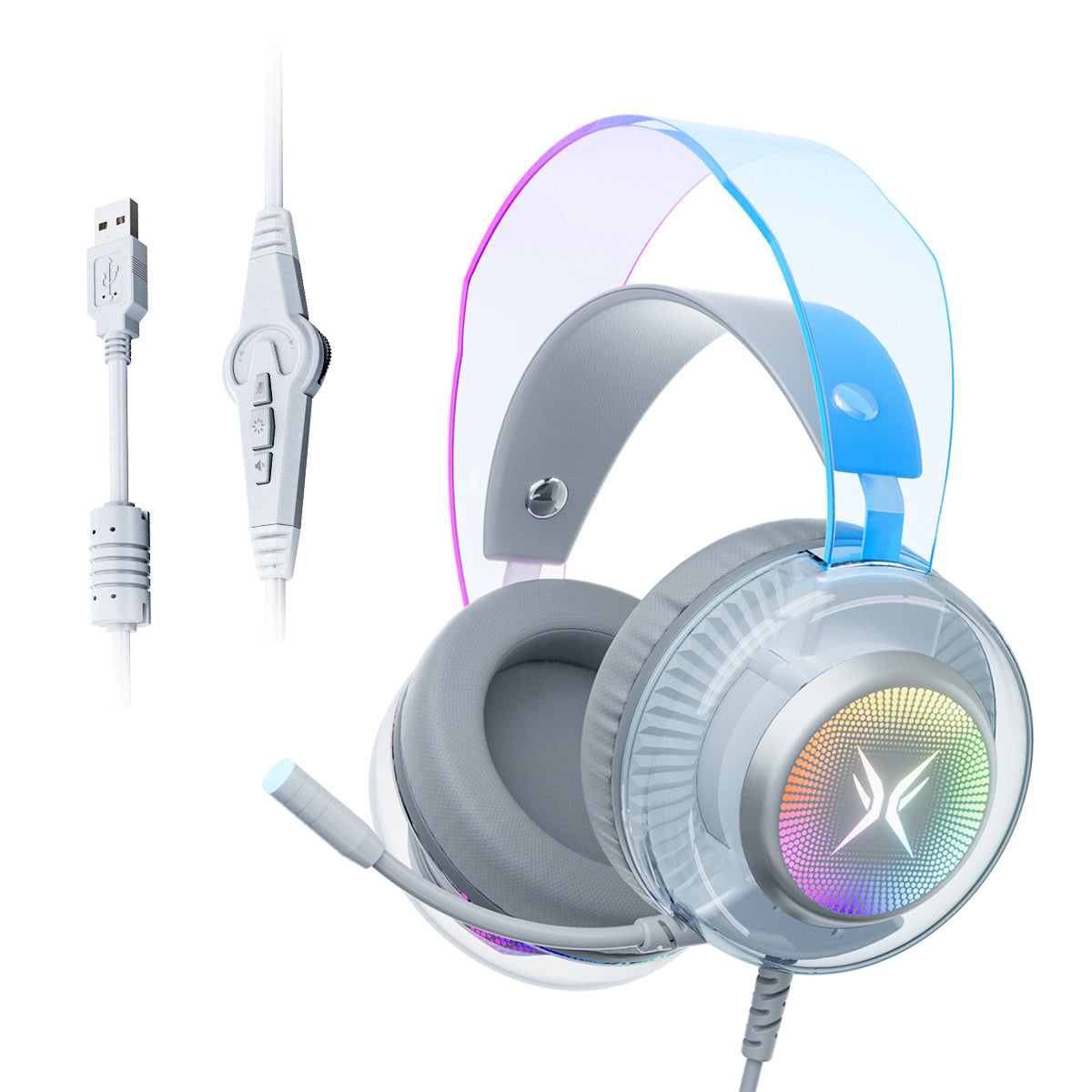 VEATOOL G5 Wired USB Gaming Headset,7.1 Surround Sound Gaming Headphones,Vibrant RGB - Game/Chat Balance, Over Ear Headphones with Noise Canceling Mic for PC, PS5/PS4, Laptop, Mac