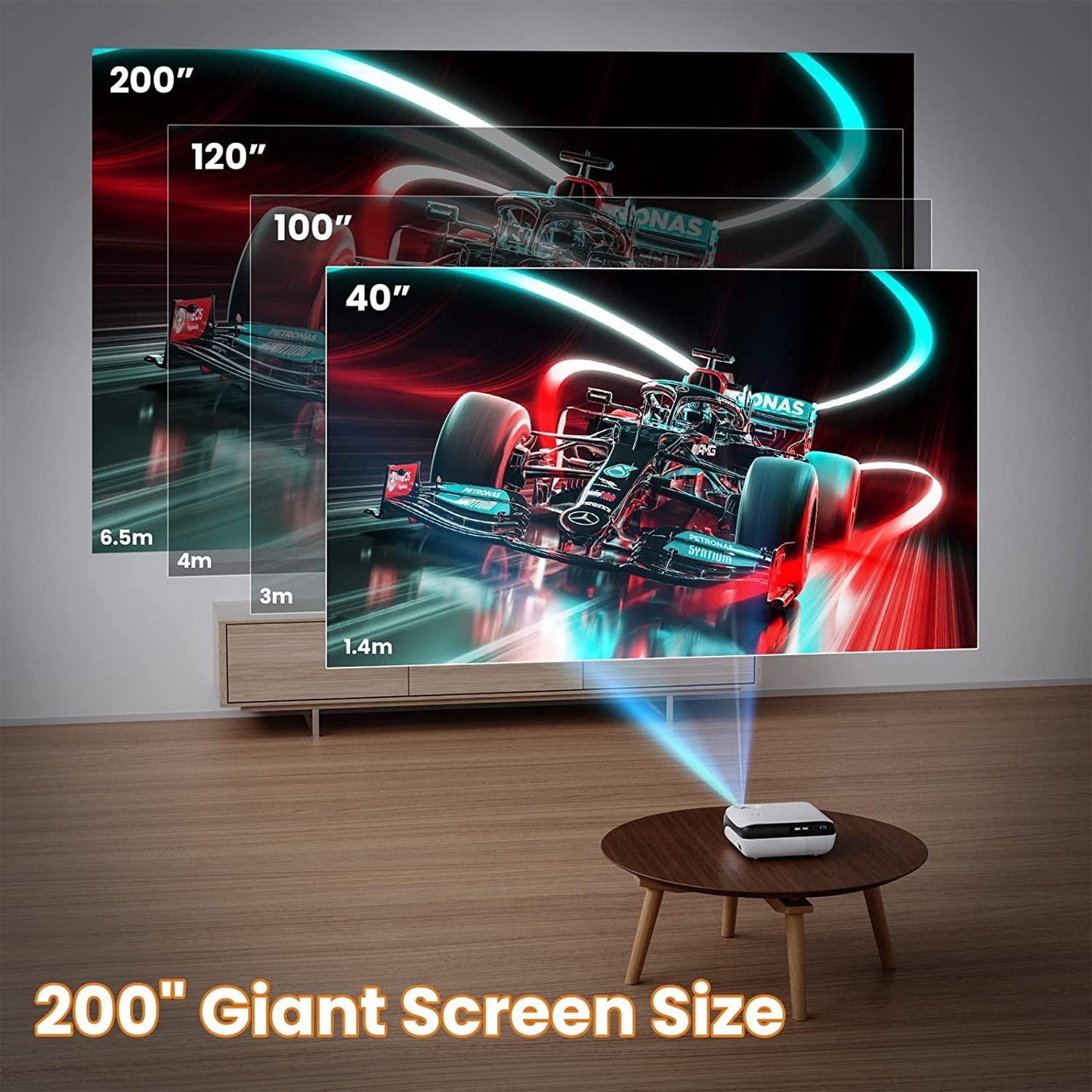 Occiam Projector, Native 1080P Bluetooth Projector with 100''Screen, 9500L Portable Outdoor Movie Projector Compatible with Smartphone, HDMI,USB,AV,Fire Stick, PS5