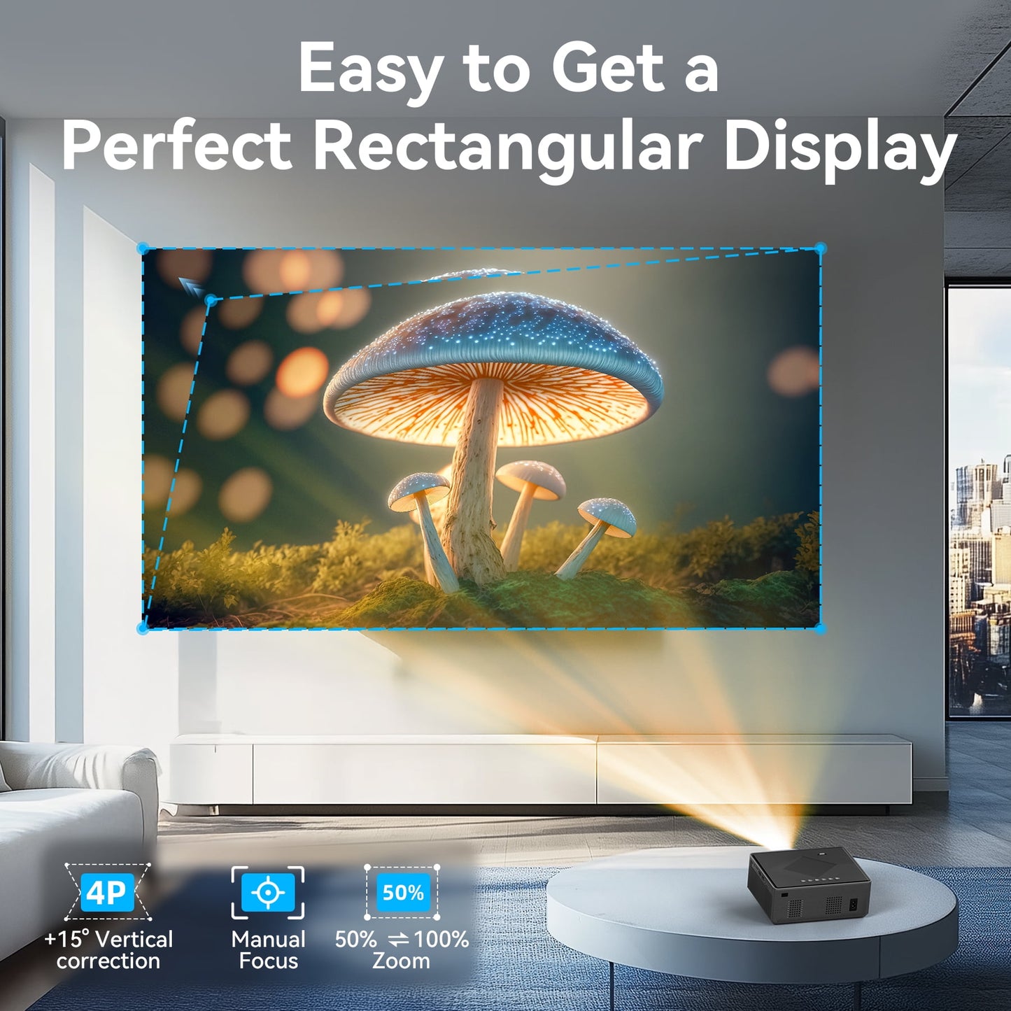 Losei 5G/2.4G WiFi Bluetooth Projector, 16000Lux 4K Support Movie Projector with HiFi Speaker 4P Keystone Correction 300"Display Compatible with TV Stick,Phone,HDMI/USB/TF/AV/AUX