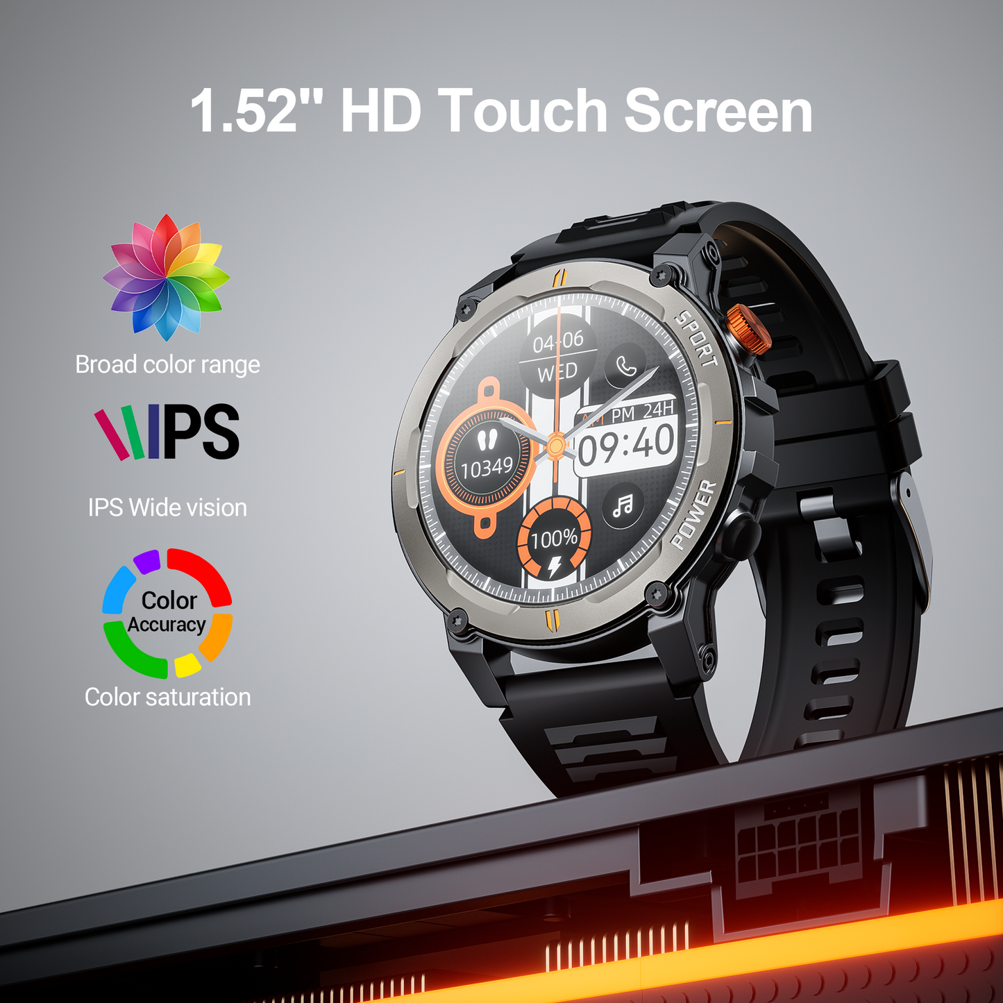 STA Smart Watch,IP68 Waterproof Smartwatch for Women Men 180+ Sports Modes,1.52-inch Fitness Tracker with Bluetooth Call(Answer/Make Calls) STA Smartwatch Compatible with Android and iPhone (Black)