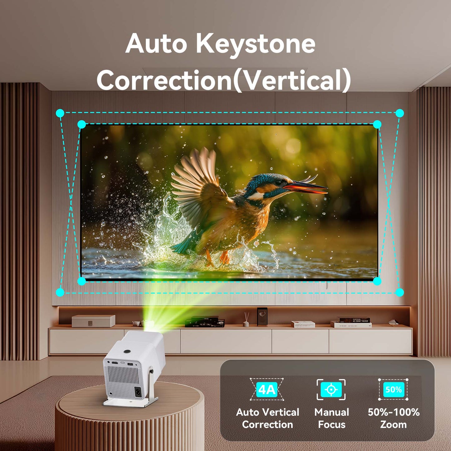 [Auto Keystone/4K Support]Losei Z10 Smart Projector with WiFi 6 and Bluetooth 5.2,Wireless Mirroring, 220'' Display for Home Theater & Outdoor Movies