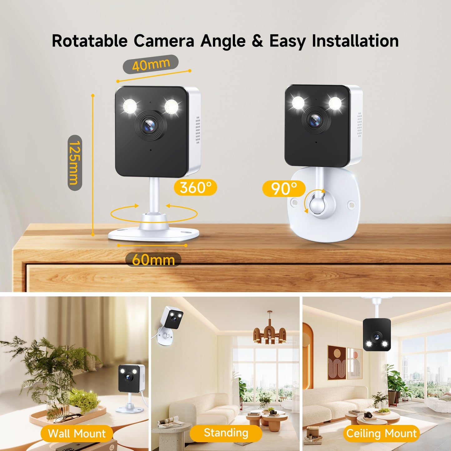 Losei Indoor 1080P HD Smart Security Camera, Motion Activated Spotlight/Siren, Color Night Vision, 2-Way Audio, No WiFi Needed for Pet/Baby/Nanny Surveillance, Works with Alexa