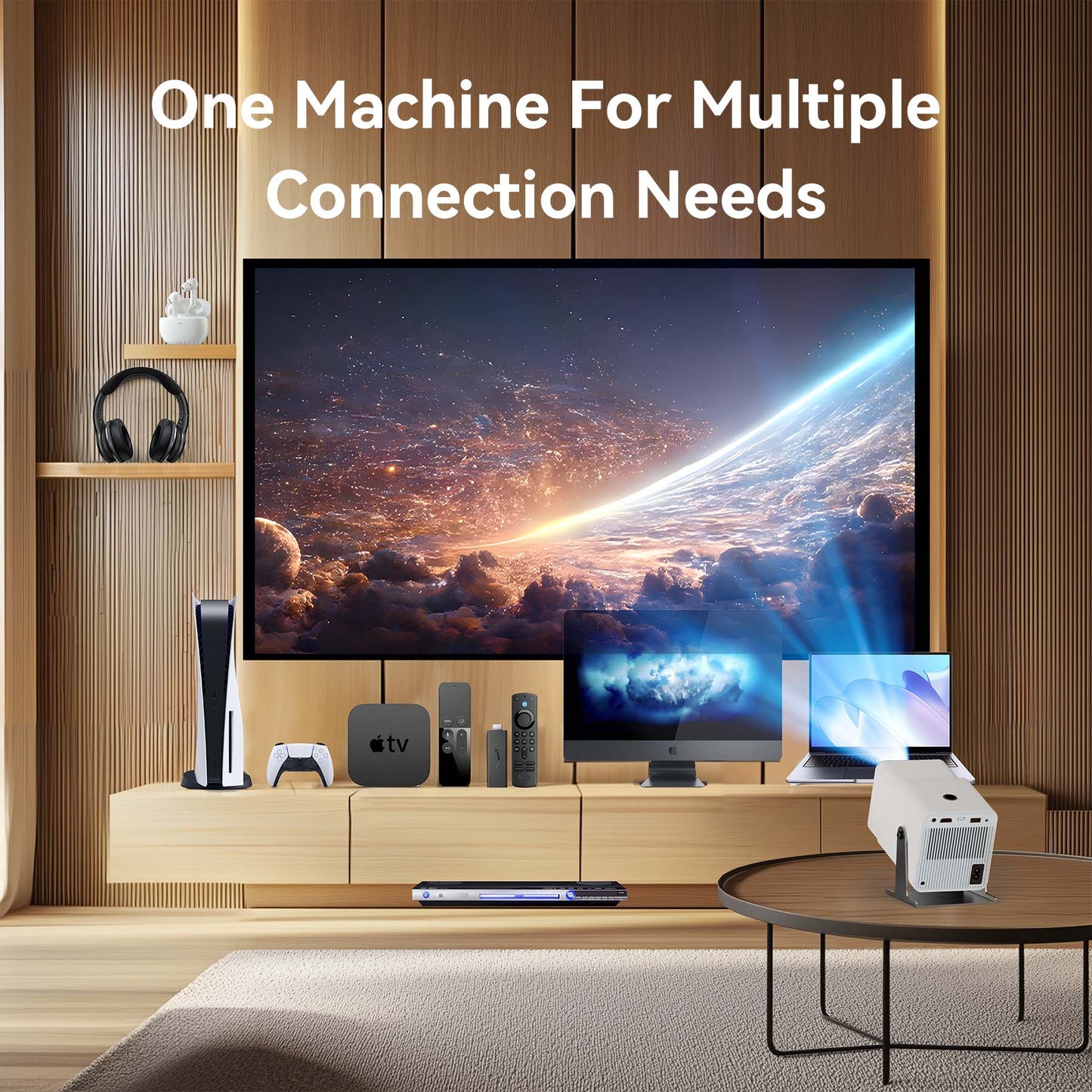 [Auto Keystone/4K Support]Losei Z10 Smart Projector with WiFi 6 and Bluetooth 5.2,Wireless Mirroring, 220'' Display for Home Theater & Outdoor Movies