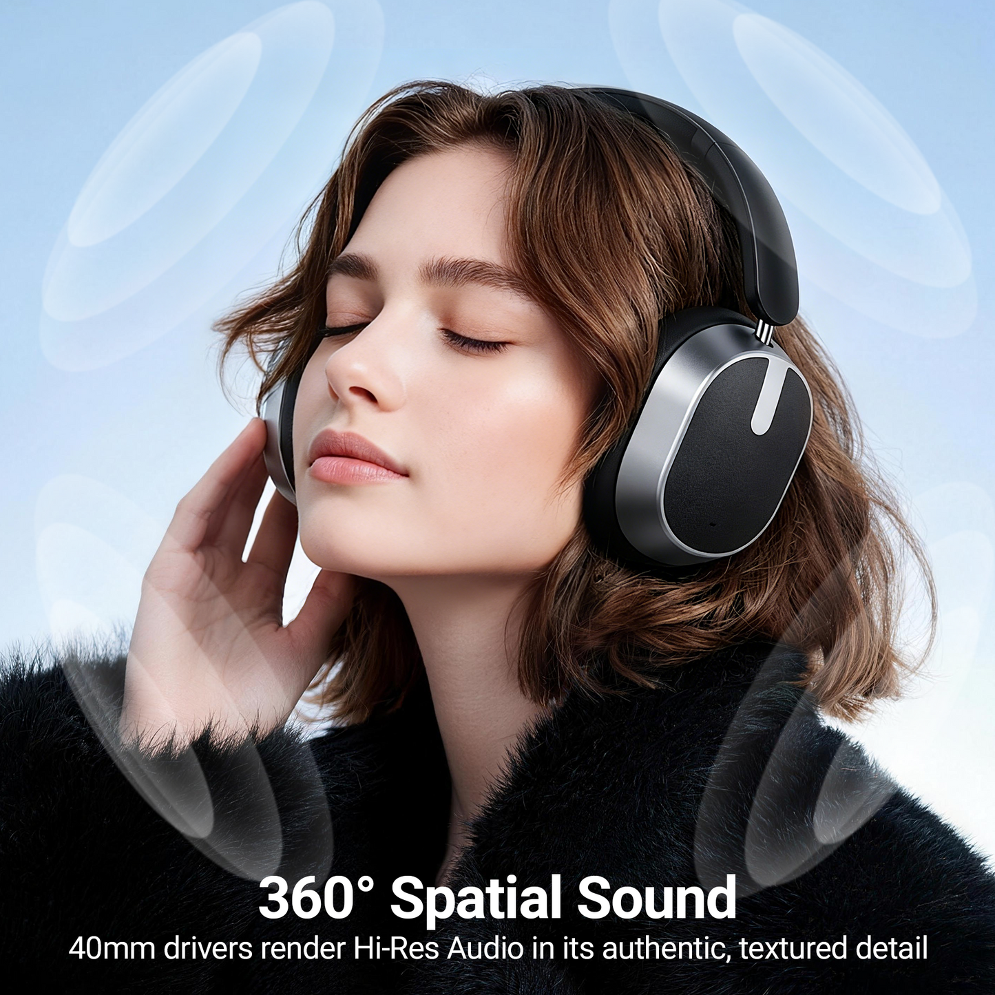 VEAT00L Hybrid Active Noise Cancelling Headphones, Wireless Over Ear Bluetooth 6.0 ANC Headset, 120 Hrs Playtime Wireless Headphones, Spatial Audio, Deep Bass,6-Mic ENC Clear Calls Comfort Fit Earcup