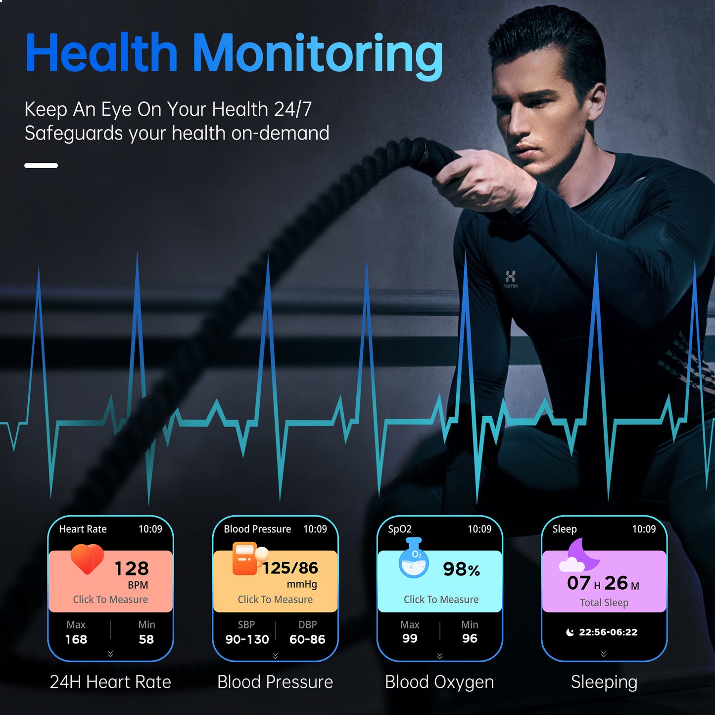STA Smart Watch for Android and iPhone,2.01" Smartwatch for Men Women,Fitness Activity Tracker (Black)