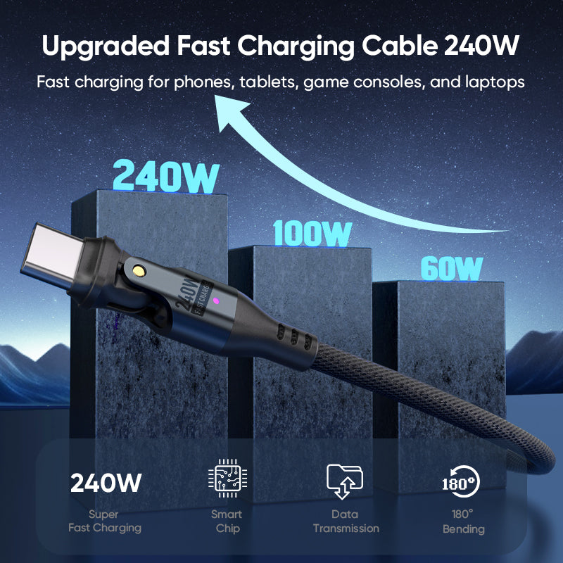 USB C to USB C Cable, Type C 240W Fast Charging Cable (6FT) for iPhone 16 Series, iPad Mini 6 and More (USB 2.0, Black)