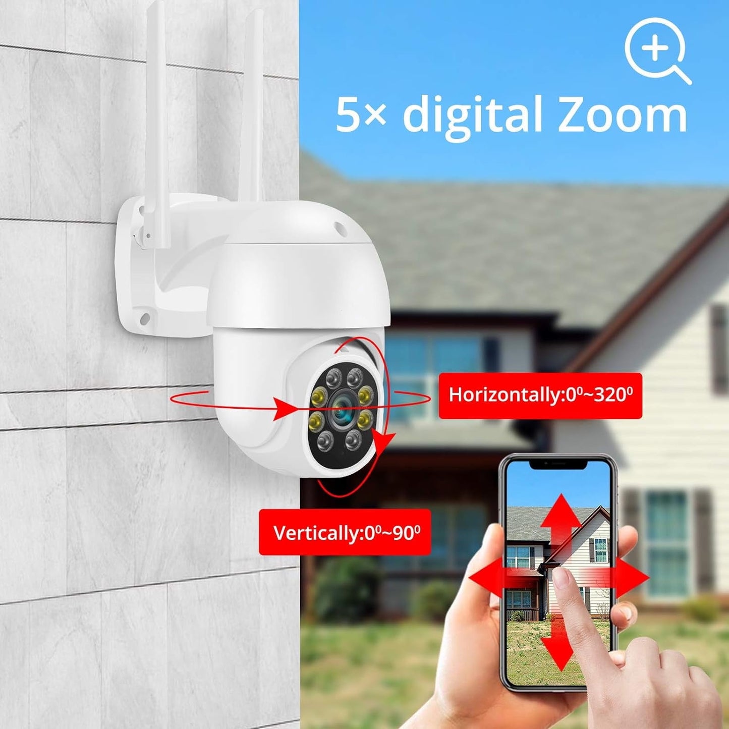 Losei Outdoor Security Camera with Light Alarm,Color Night Vision,2.4G WiFi,Motion Detection,IP66 Weatherproof ,Cloud/SD Card Storage,Two-Way Audio