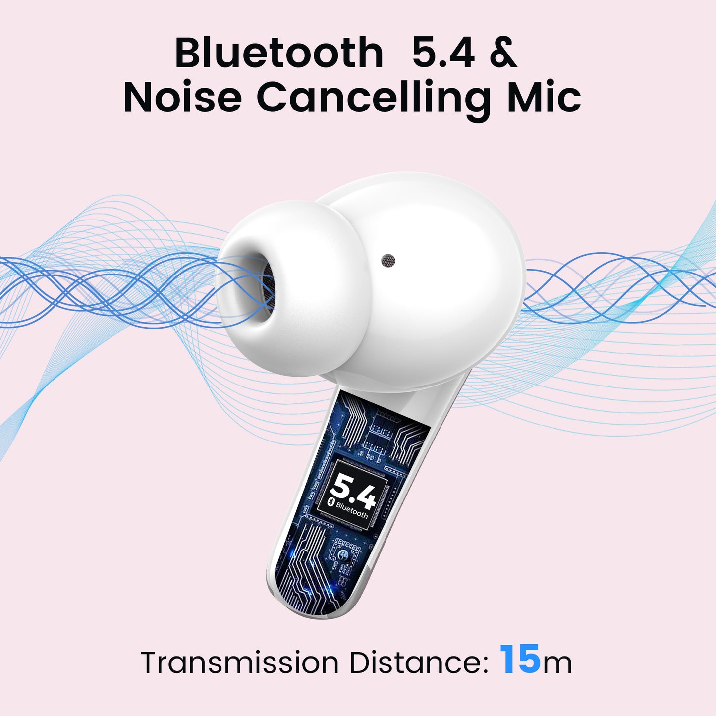 VEAT00L P91 Wireless Earbuds, Bluetooth Headphones V5.4 Stereo Ear buds with Noise Cancelling Mics, 60H Playback Mini Case with Dual LED Display, IP7 Waterproof in-Ear Earphones for Android iOS