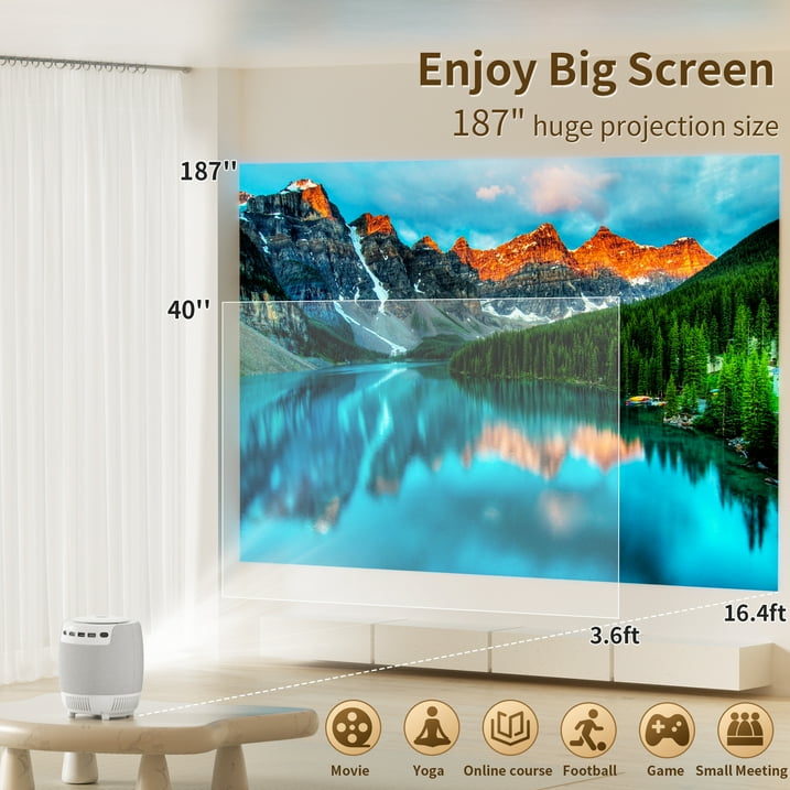[Electric-Focus] Losei H9 Projector 4K Support with WiFi 6 and Bluetooth,187''Display Compatible with TV Stick/Smartphone/HDMI/USB, Indoor & Outdoor Use