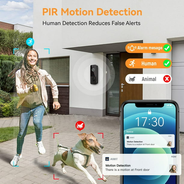 Occiam Wireless Doorbell Camera,Smart Video Doorbell Camera with AI Smart Human Detection,Cloud Storage,HD Live Image,Night Vision, 2.4G WiFi Compatible,Battery Powered,100% Wire-Free