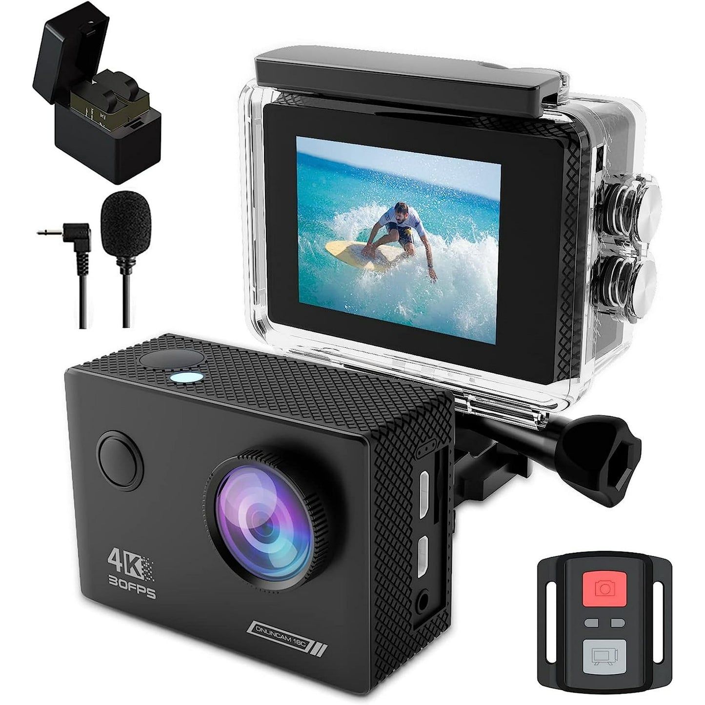 Occiam Waterproof Action Camera 4K Stabilization with 3 Batteries 1350mAh for Video,4K WiFi Remote Underwater Cameras with Wide Angle Lens HD,Sports Action Video Cameras with Accessories Mount Kit