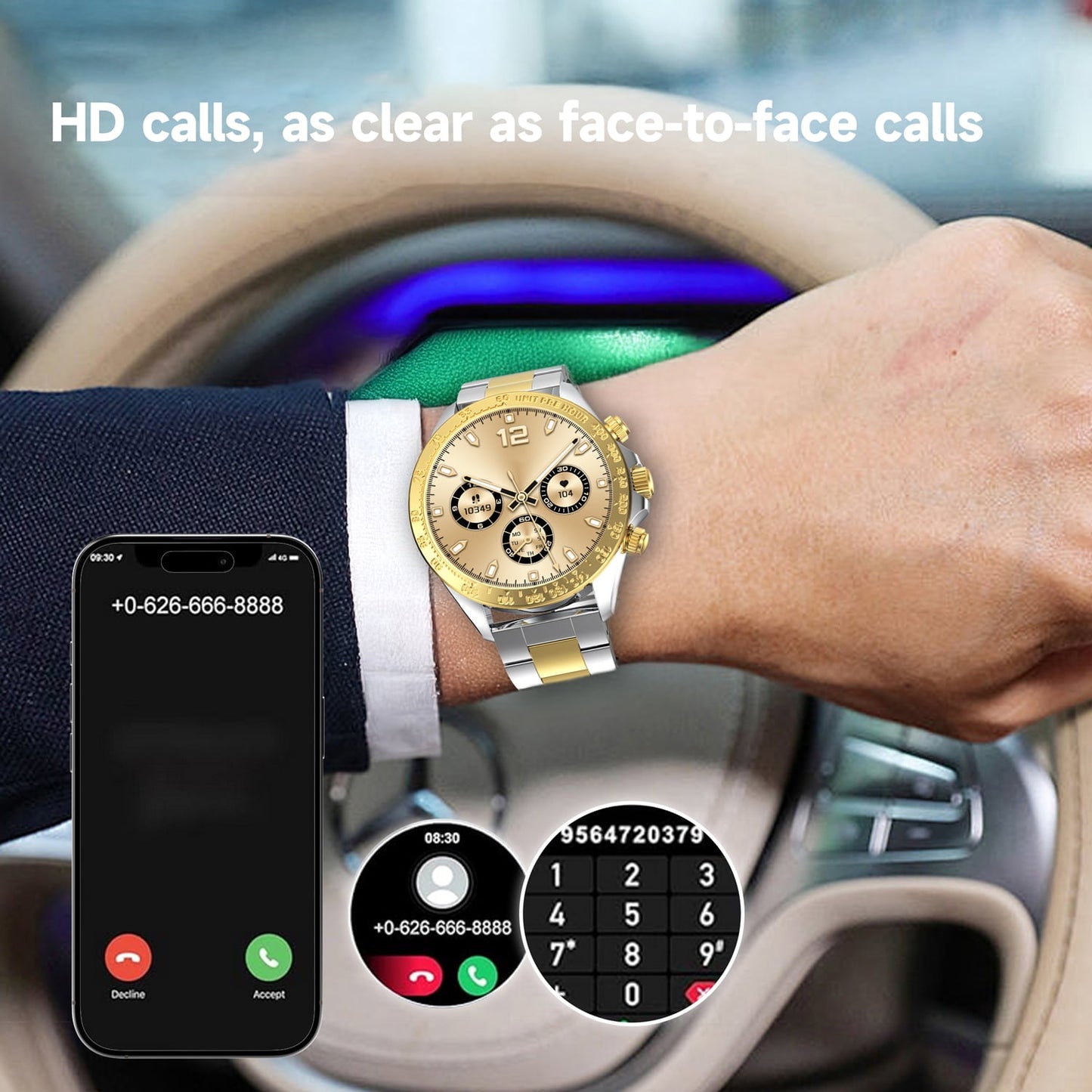 STA Smart Watch,IP68 Waterproof Smartwatch for Women Men 180+ Sports Modes,1.43-inch Fitness Tracker with Bluetooth Call(Answer/Make Calls) STA Smartwatch Compatible with Android and iPhone (Black)