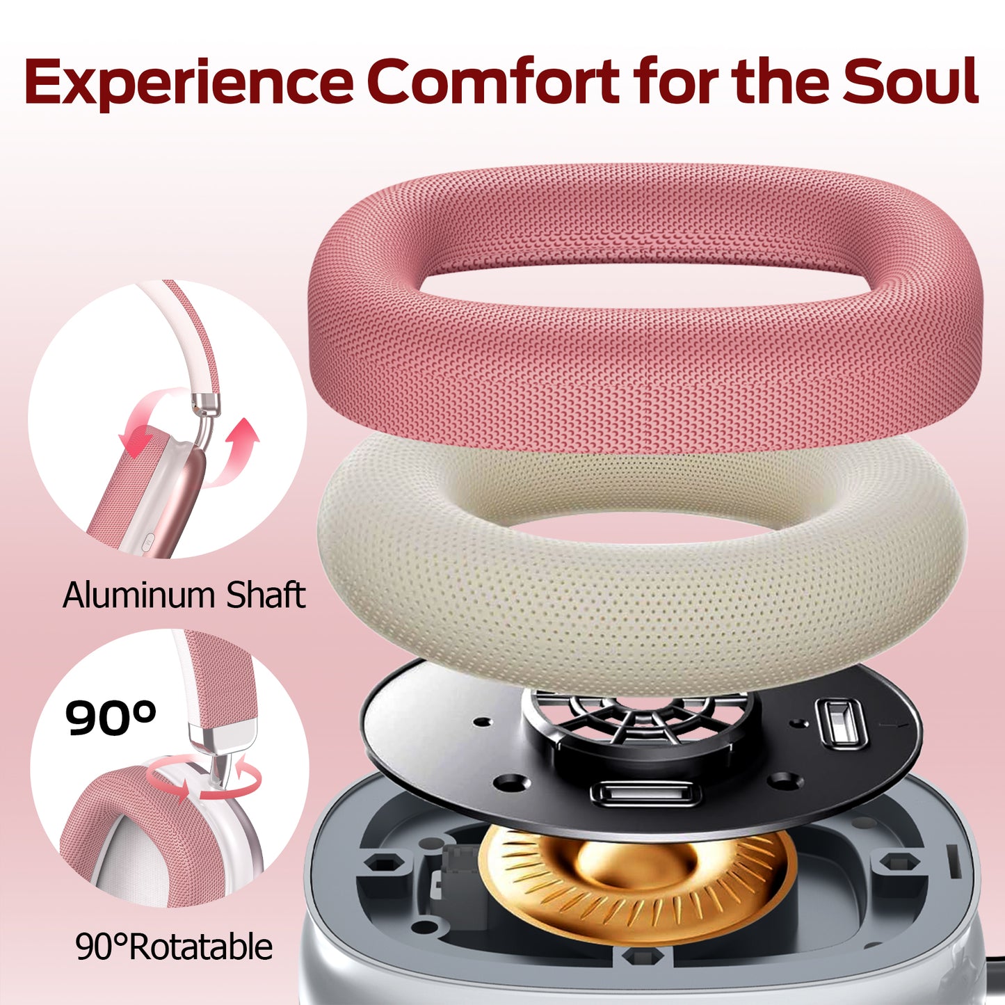 Bluetooth Headphones Over Ear, 65Hrs Playtime Wireless Headphones,Bass Boosted by 90%,Lightweight Headset with Deep Bass, Clear Call with 4 Noise Cancelling Mics,Low Latency for Travel Work Cellphone