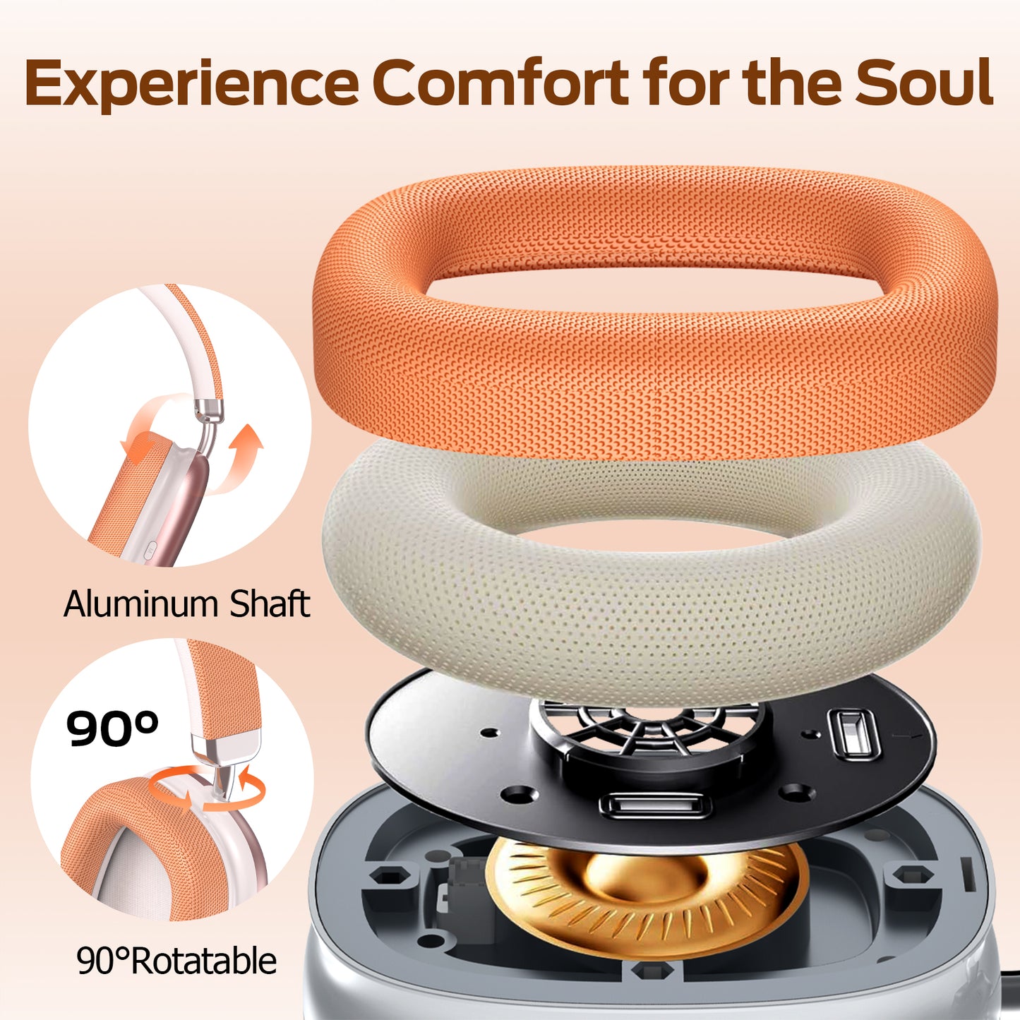 Bluetooth Headphones Over Ear, 65Hrs Playtime Wireless Headphones,Bass Boosted by 90%,Lightweight Headset with Deep Bass, Clear Call with 4 Noise Cancelling Mics,Low Latency for Travel Work Cellphone