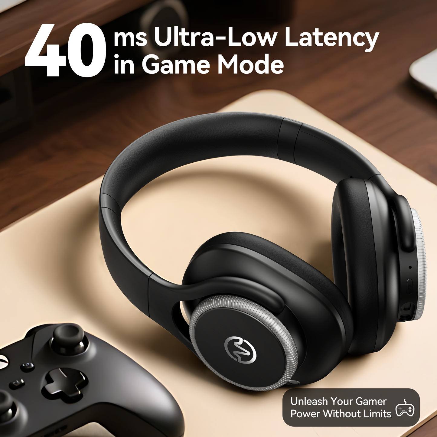 Hybrid Active Noise Cancelling Bluetooth 6.0 Headphones 120H Long Playtime, 6 ENC Mic, Over Ear Headphones Wireless, Hi-Res Audio, Memory Foam Earcup