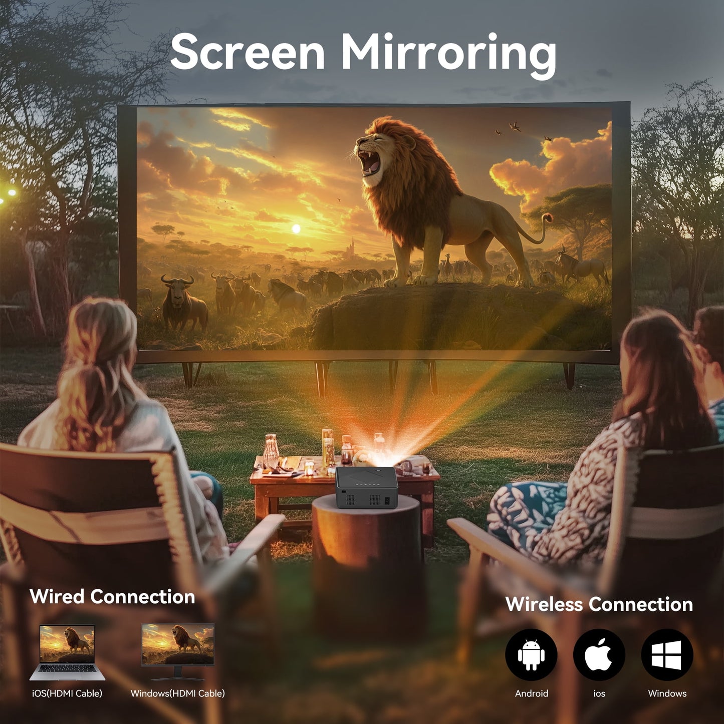 Losei 5G/2.4G WiFi Bluetooth Projector, 16000Lux 4K Support Movie Projector with HiFi Speaker 4P Keystone Correction 300"Display Compatible with TV Stick,Phone,HDMI/USB/TF/AV/AUX