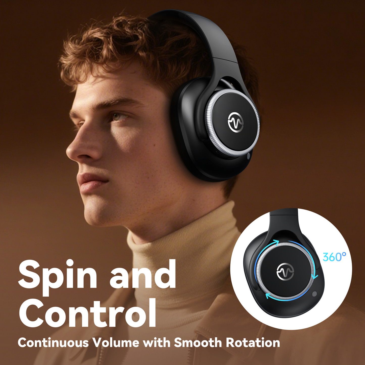 Hybrid Active Noise Cancelling Bluetooth 6.0 Headphones 120H Long Playtime, 6 ENC Mic, Over Ear Headphones Wireless, Hi-Res Audio, Memory Foam Earcup