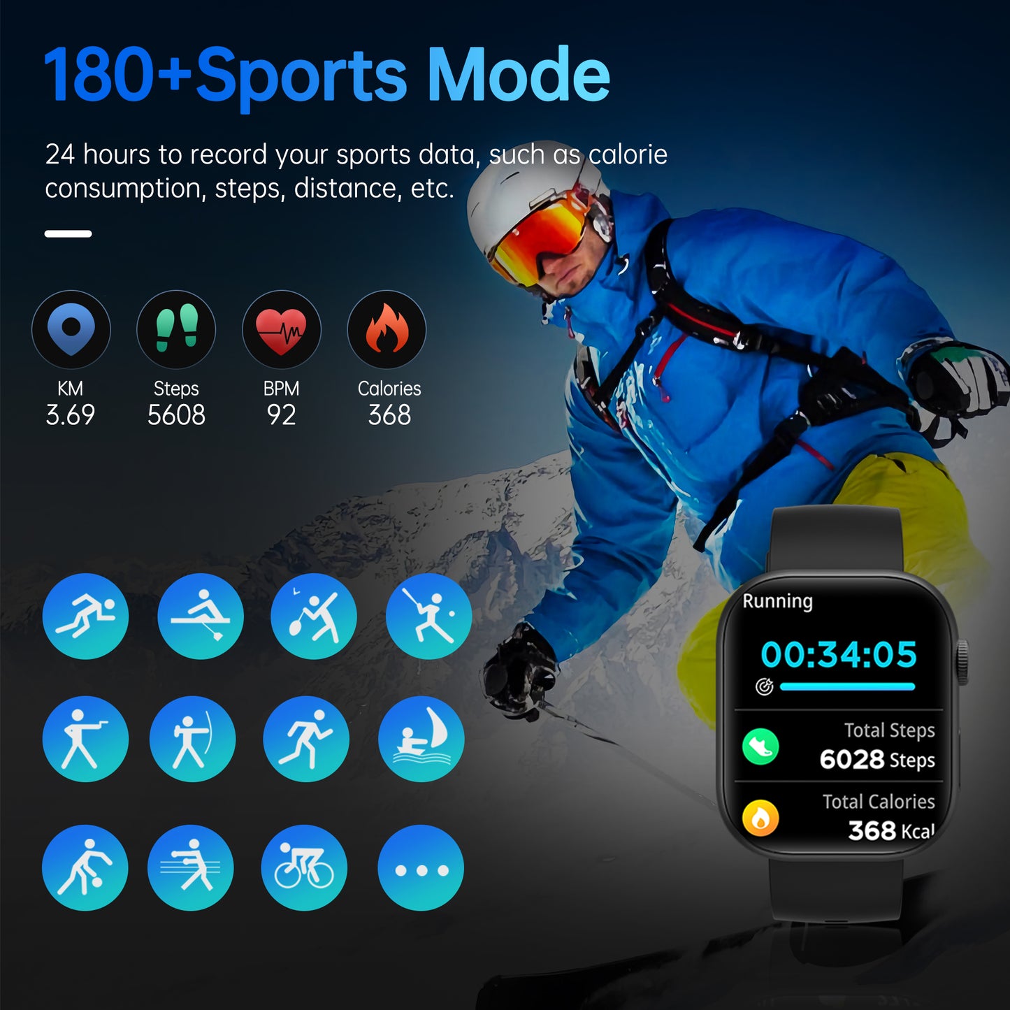 STA Smart Watch for Android and iPhone,2.01" Smartwatch for Men Women,Fitness Activity Tracker (Black)
