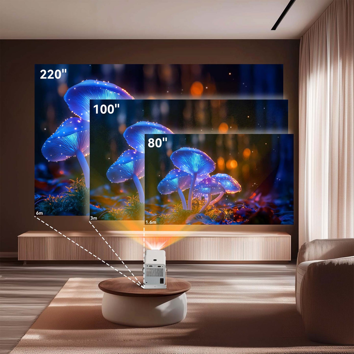 [Auto Keystone/4K Support]Losei Z10 Smart Projector with WiFi 6 and Bluetooth 5.2,Wireless Mirroring, 220'' Display for Home Theater & Outdoor Movies