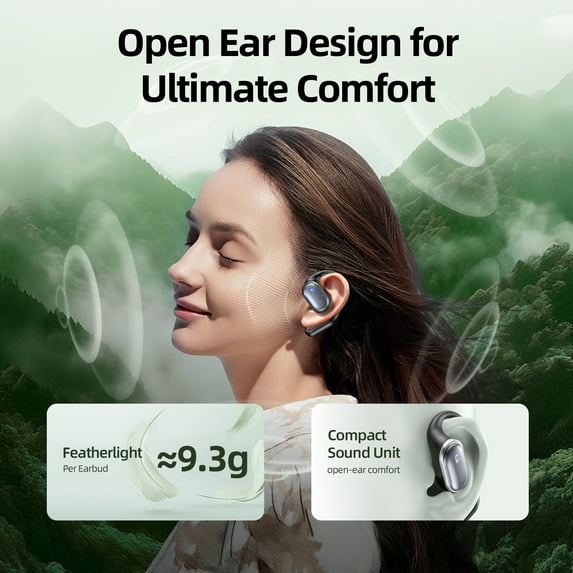 VEATOOL T6 Open Ear Headphones,Bluetooth 6.0 Wireless Earbuds,72H Playtime Stereo Sound Earphones,Air Conduction IPX7 Waterproof Open Ear Earbud with Ear Hooks, Sport Headset for Cycling Workouts