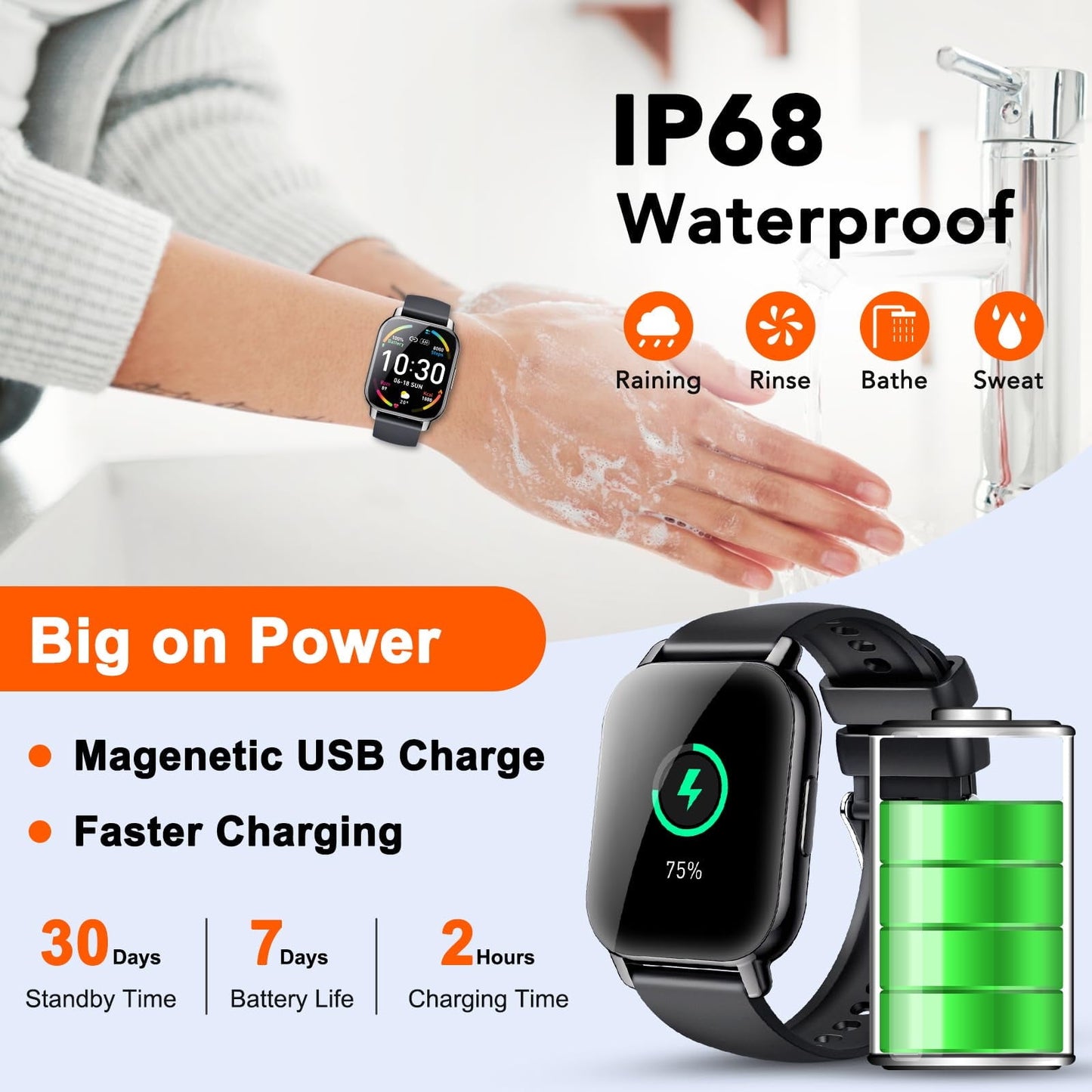 Smartwatch for Men Women IP68 Waterproof, 112 Sport Modes, Fitness Activity Tracker,Smart Watches for Android IOS