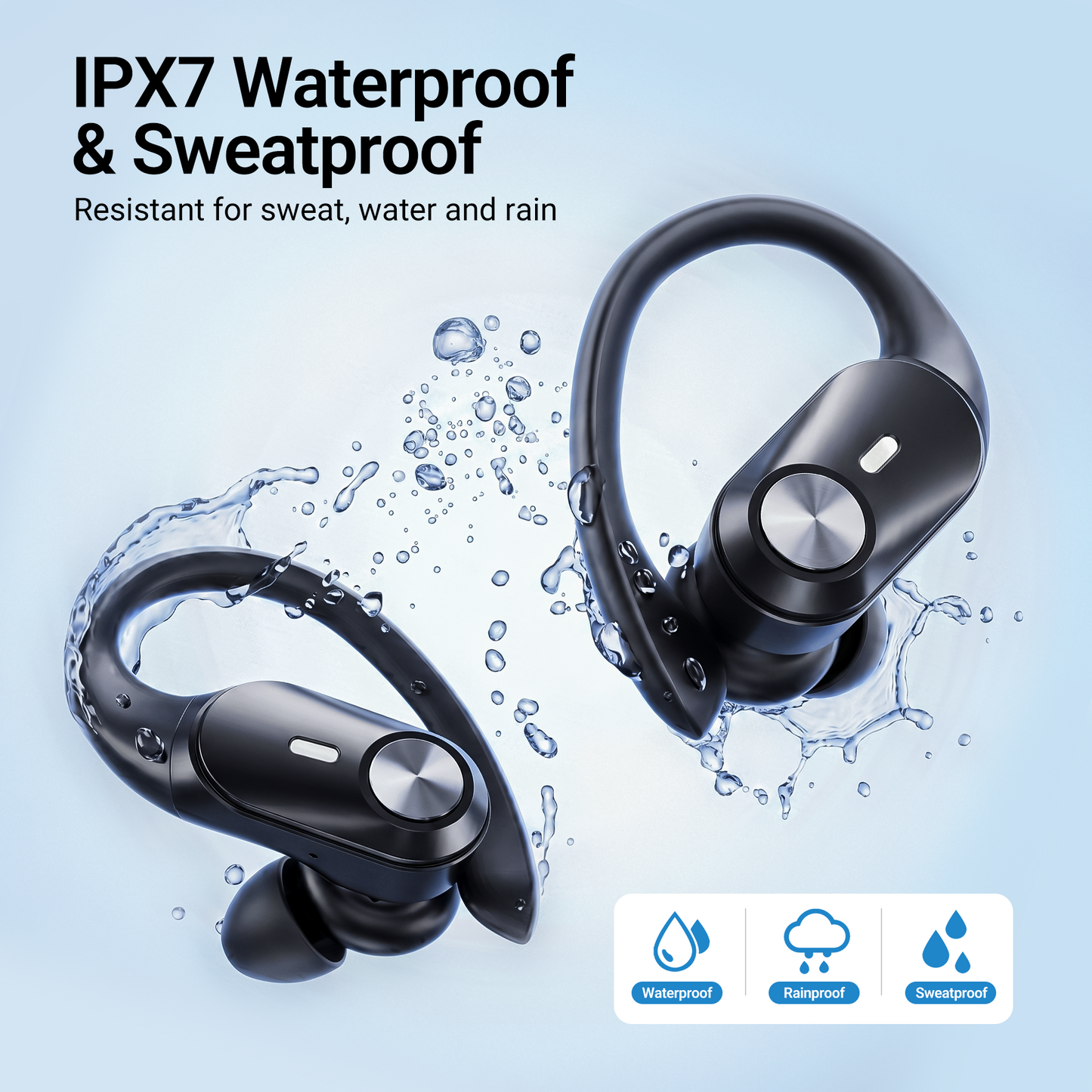 VEATOOL Hybrid Active Noise Cancelling Wireless Ear Buds, Bluetooth Earbuds Stereo Ear Buds, ANC Sports Earphones, IPX7 Waterproof Headset for Workout/Running