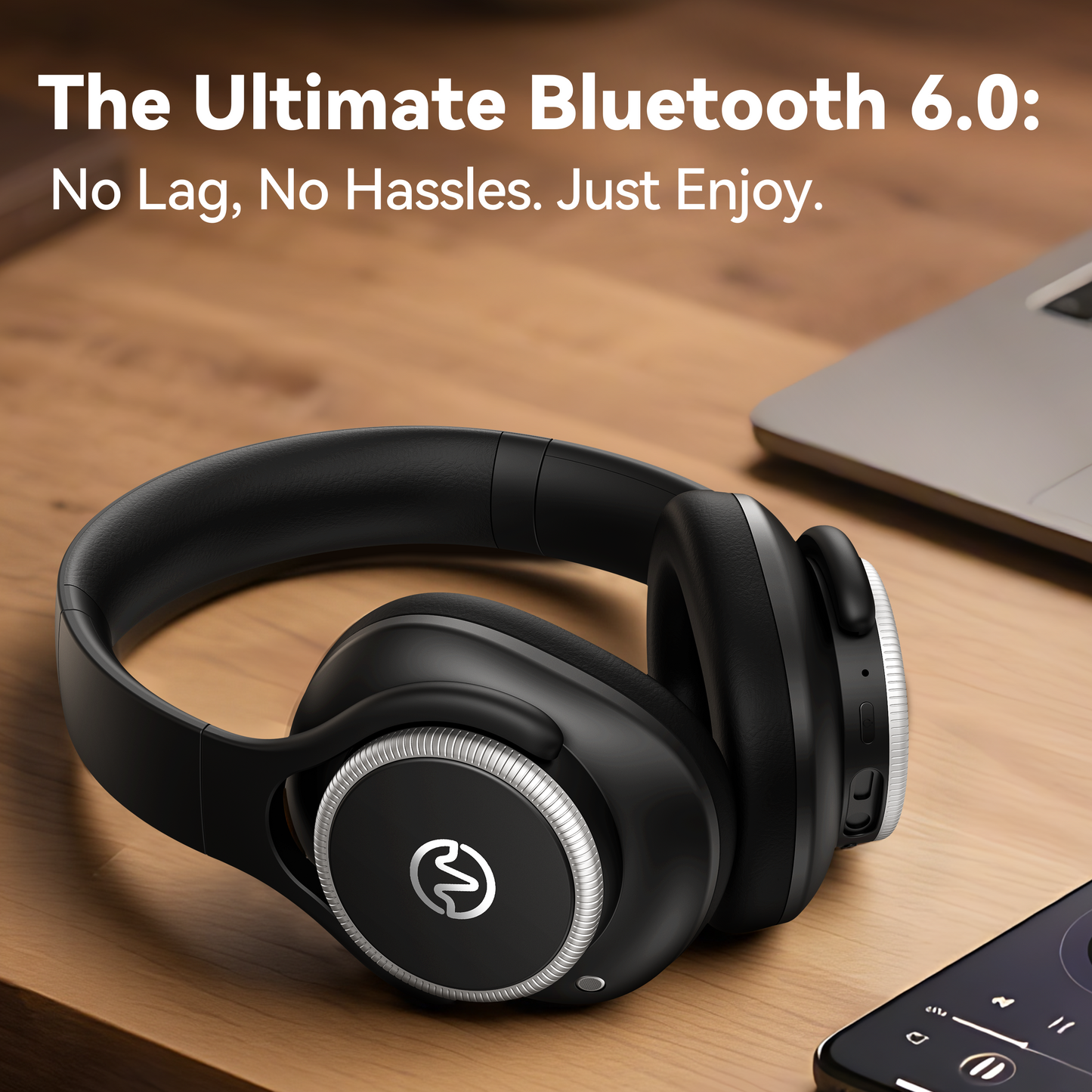 Hybrid Active Noise Cancelling Bluetooth 6.0 Headphones 120H Long Playtime, 6 ENC Mic, Over Ear Headphones Wireless, Hi-Res Audio, Memory Foam Earcup