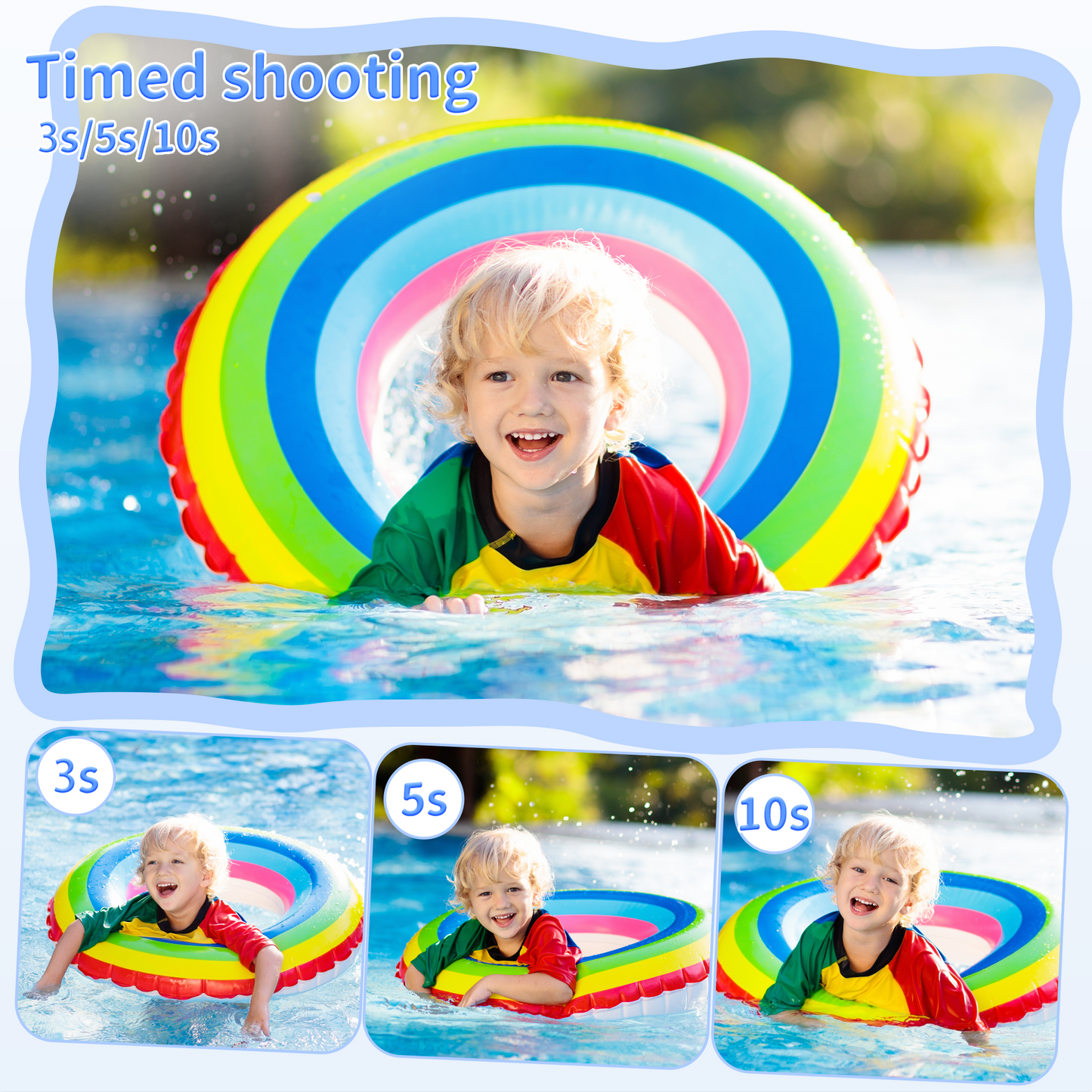 Losei Instant Camera, Front Rear Dual Selfie Kids Camera with 1080P HD Videos,2 Rolls Print Paper & 32G Card, Holiday Birthday Gifts for Kids Age 3-12（Blue）