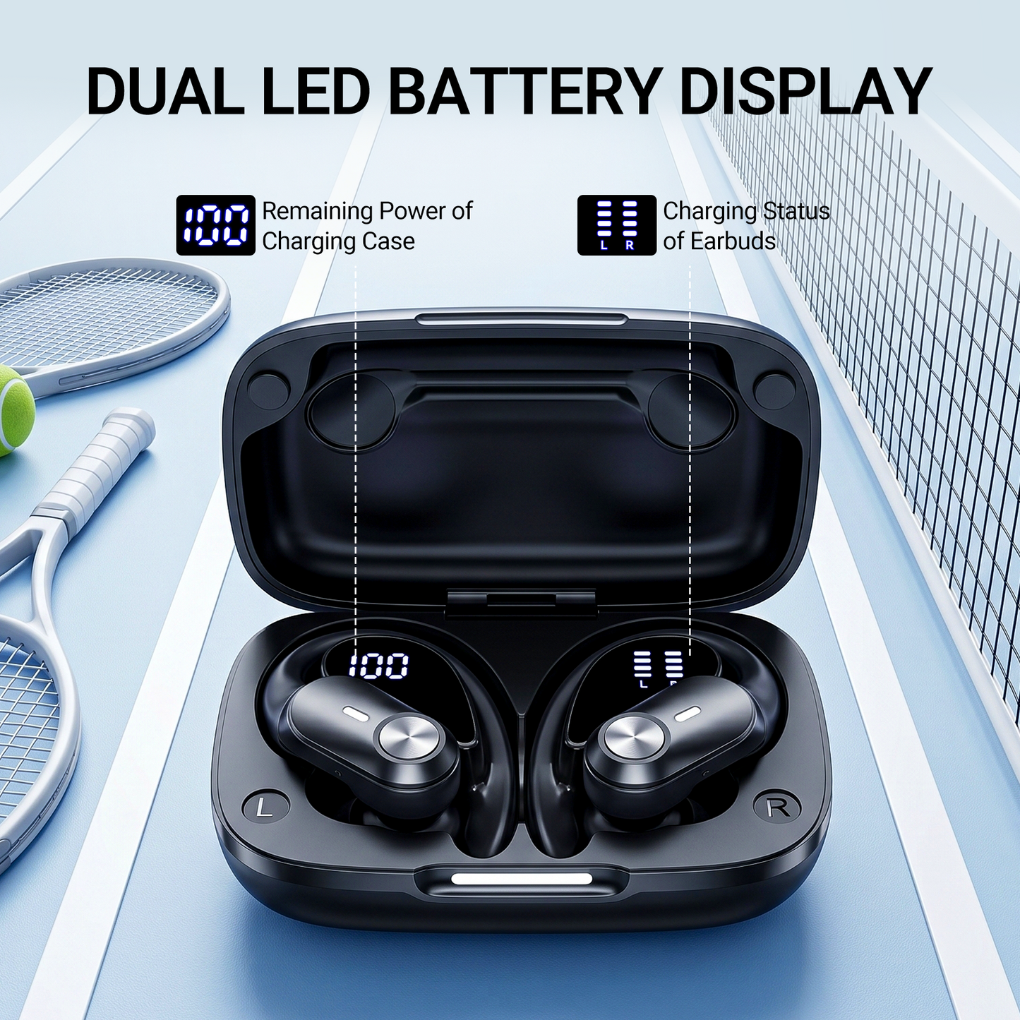 VEATOOL Hybrid Active Noise Cancelling Wireless Ear Buds, Bluetooth Earbuds Stereo Ear Buds, ANC Sports Earphones, IPX7 Waterproof Headset for Workout/Running