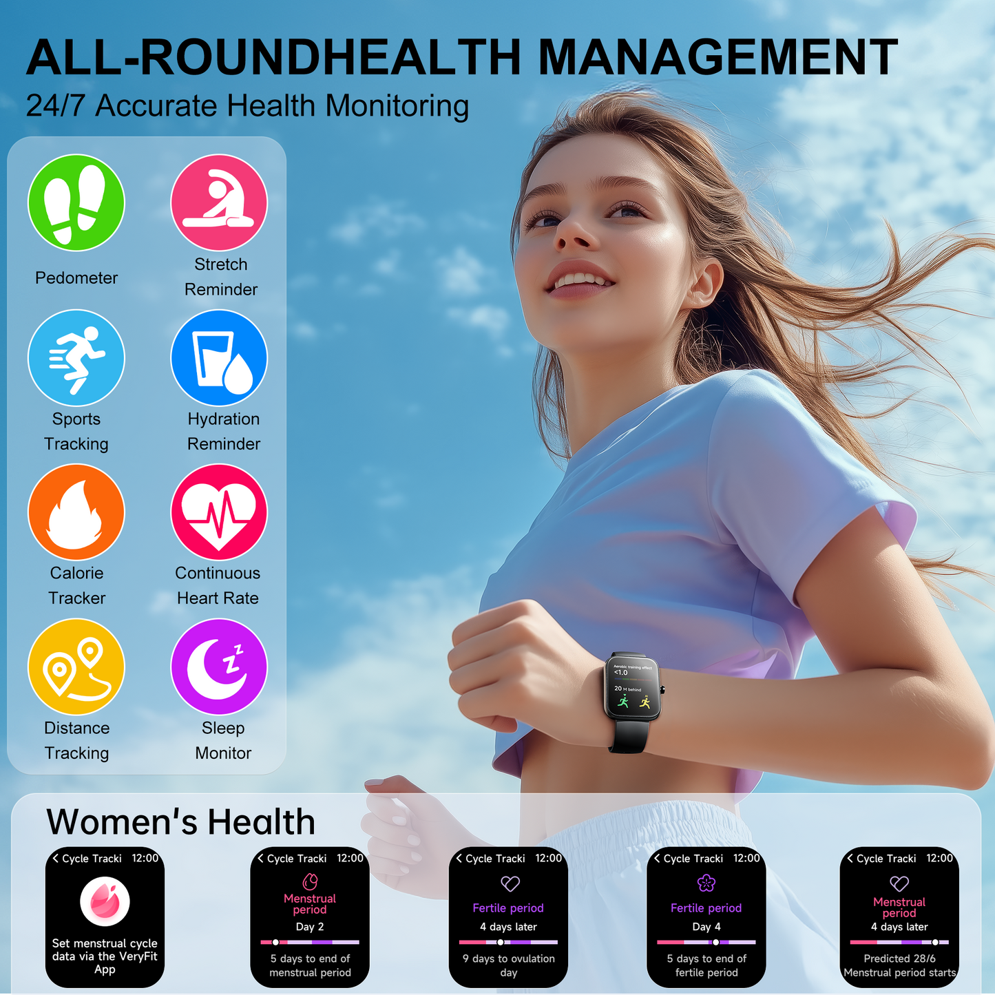 STA Smart Watch,IP68 Waterproof Smartwatch for Women Men 180+ Sports Modes,1.85-inch Fitness Tracker with Bluetooth Call(Answer/Make Calls) STA Smartwatch Compatible with Android and iPhone (Black）