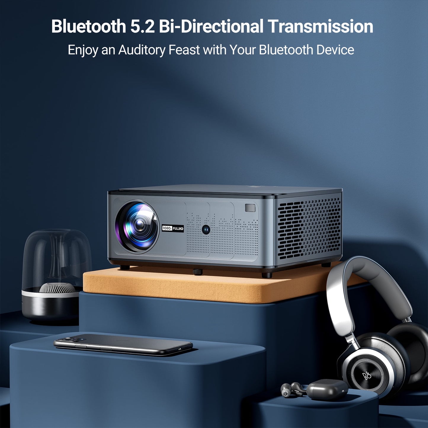 [900 ANSI/Auto Keystone] 4K Home Theater Projector with WiFi 6 and Bluetooth 5.2, Losei 300'' Movie Projector for Indoor/Outdoor, Smart Proyector Compatible with Phone/TV Stick/PC/PS5