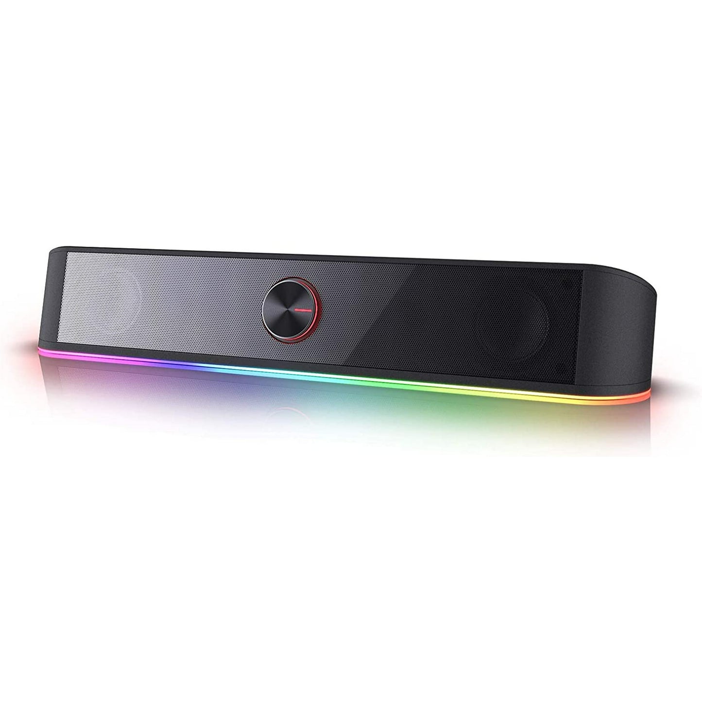 Occiam GS560 RGB Desktop Soundbar, 2.0 Channel Computer Speaker with Dynamic Lighting Bar Audio-Light Sync/Display, Touch-Control Backlit with Volume Knob, USB Powered w/ 3.5mm Cable