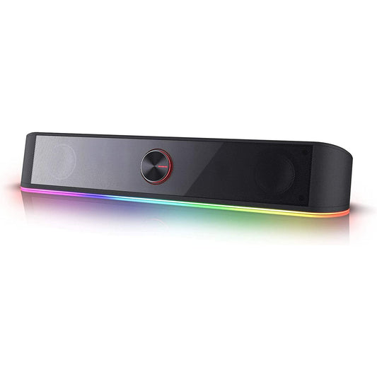 Occiam GS560 RGB Desktop Soundbar, 2.0 Channel Computer Speaker with Dynamic Lighting Bar Audio-Light Sync/Display, Touch-Control Backlit with Volume Knob, USB Powered w/ 3.5mm Cable