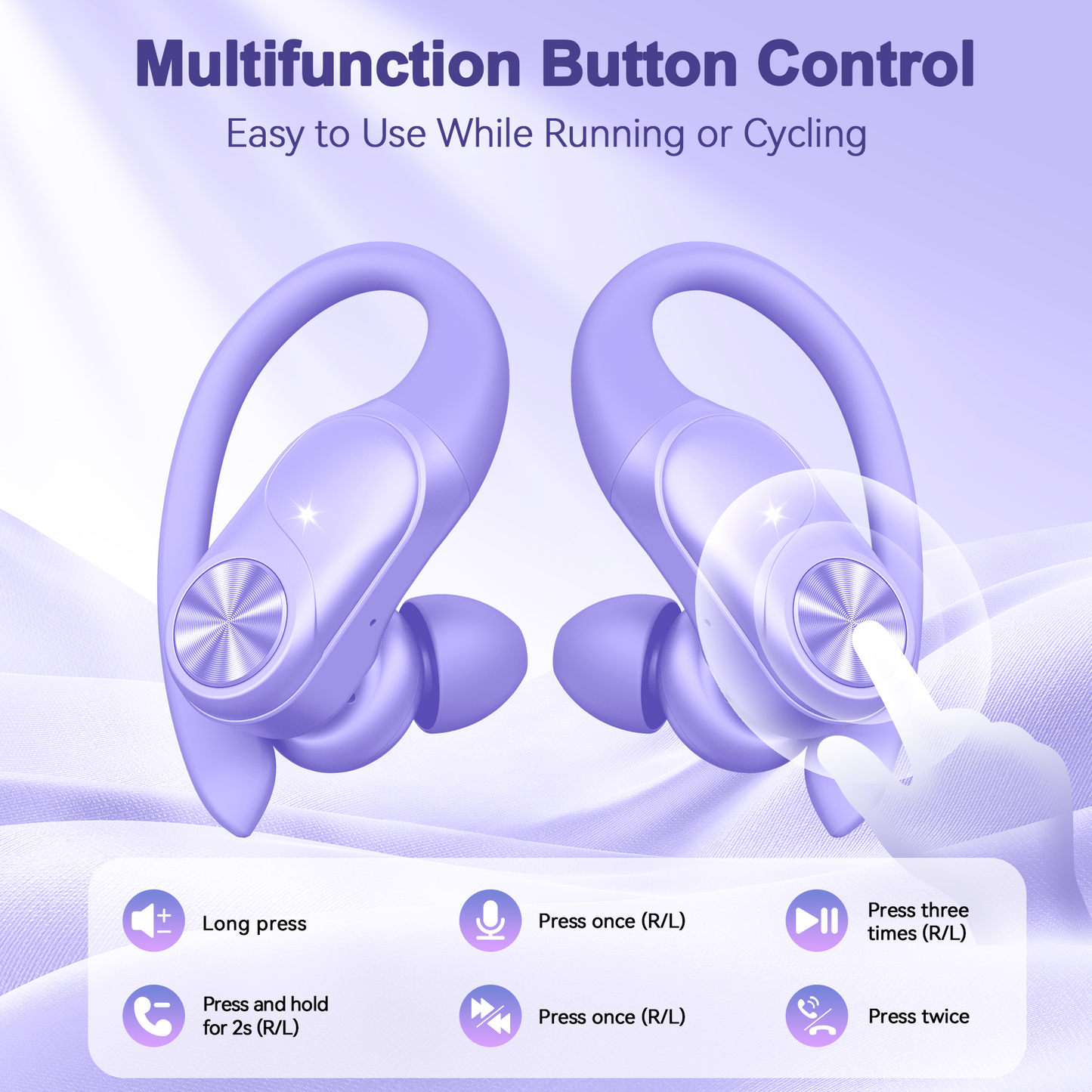 VEAT00L Wireless Earbuds, Bluetooth Headphones,Lightweight Earbuds with Ear Hooks,Bluetooth5.3 Wireless Earphones,88H Playtime, IPX7 Waterproof Running Headphones for Gym