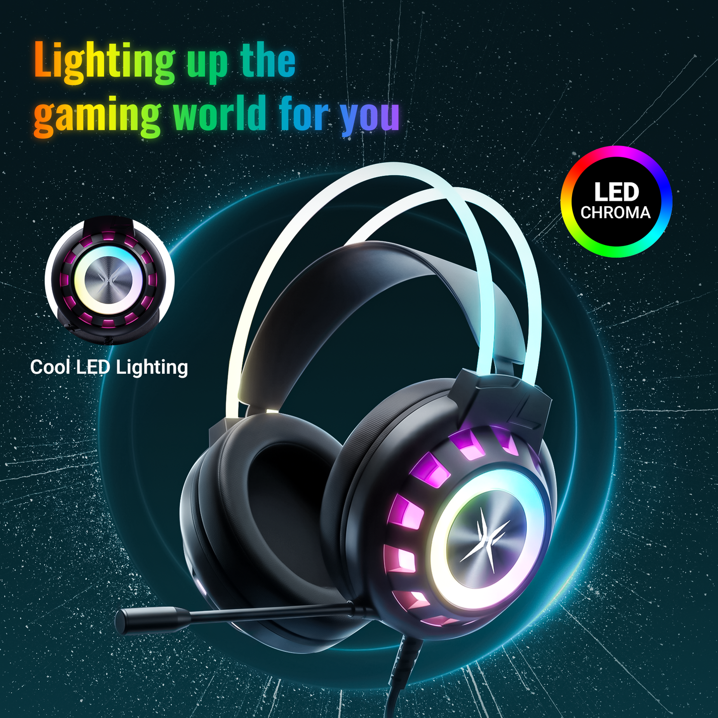 VEATOOL G3 USB Gaming Headset for PC, Computer Headphones with Microphone/Mic Noise Cancelling, 7.1 Surround Sound, RGB Light - Wired Headphones for PS4, PS5 Console, Laptop