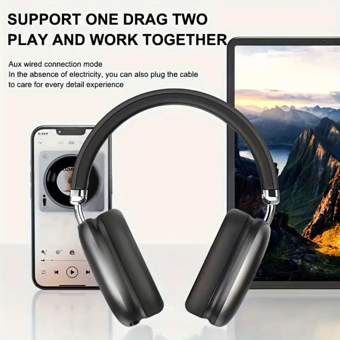 Wireless Over-Ear Headphones. Active Noise Cancelling, Transparency Mode, Spatial Audio, Bluetooth Headphones with Comfortable Protein Earpads, 24 Hours Playtime for Travel/Work,Titanium Black