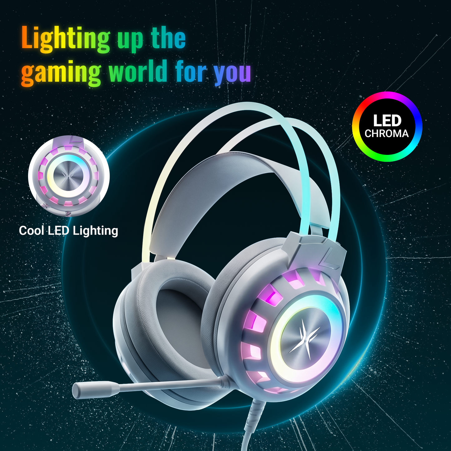 VEATOOL G3 USB Gaming Headset for PC, Computer Headphones with Microphone/Mic Noise Cancelling, 7.1 Surround Sound, RGB Light - Wired Headphones for PS4, PS5 Console, Laptop