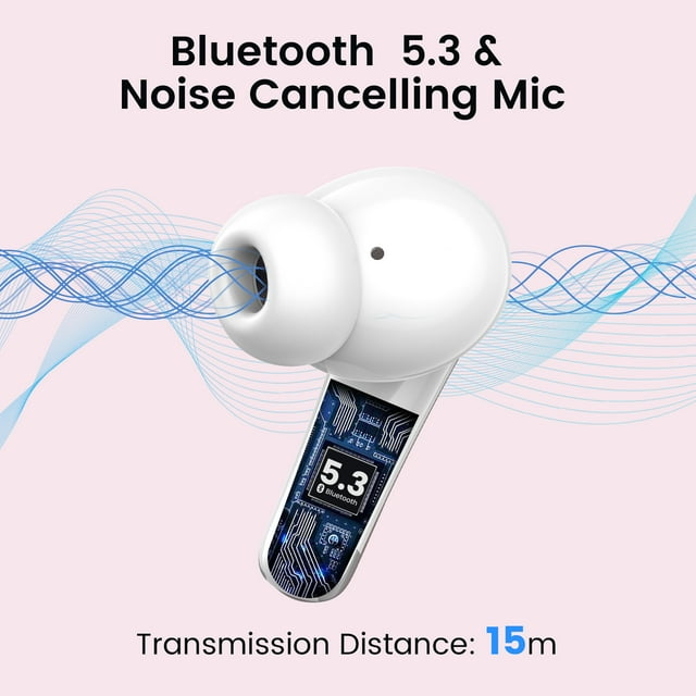 VEAT00L Wireless earbuds, Bluetooth headset 60 hours of battery life with noise cancellation Clear calls Built-in microphone IPX7 waterproof V5.3 Bluetooth earbuds Stereo earbuds for sports and work