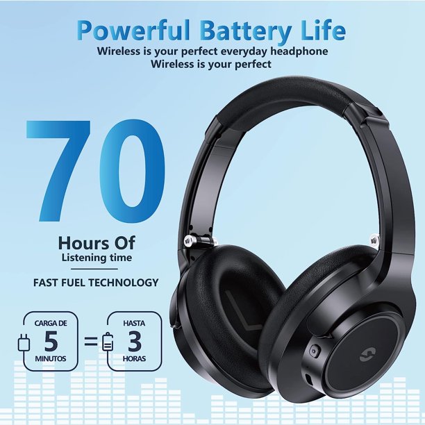 Bluetooth Headphones Over Ear,Occiam 70H Playtime and 3 EQ Music Modes Wireless Headphones with Microphone,HiFi Stereo Foldable Lightweight Headset,Deep Bass for Home Office Cellphone PC Etc.