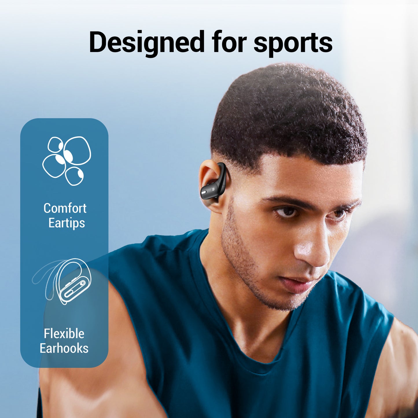 VEAT00L Active Noise Cancelling Ear Buds Wireless Earbuds 75H Playtime Bluetooth Headphones with LED Display Case, Deep Bass Fitness Earphones Gym Running Workout, IP7 Over Earbuds with Earhook