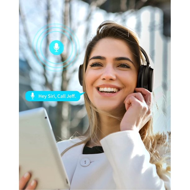 Occiam Wireless Bluetooth Active Noise Cancelling Deep Bass Over Ear Headphones with CVC 8.0 Microphone, Wireless Gaming Headset for Pc, 40 Hours Playtime for Travel Work Phone