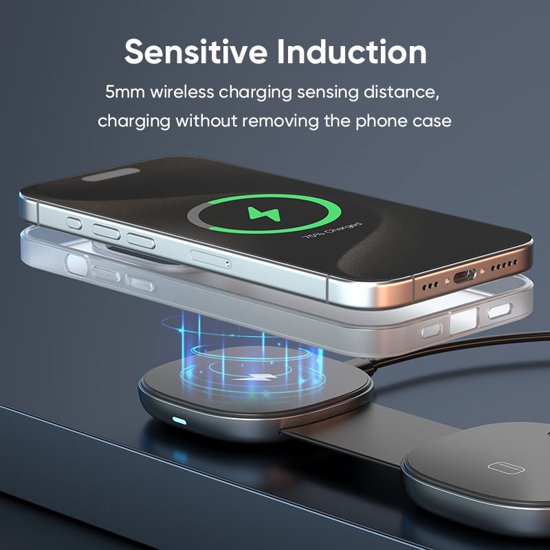 Wireless Charger, Magnetic Fast Charging Stand Compatible with iPhone 16 15 14 13 12 11 Pro Max Plus XS XR X 8, For Apple Watch 9 8 7 6 5 4 3 2 SE, For AirPods 3 2 Pro, 3 in 1 Charging Station