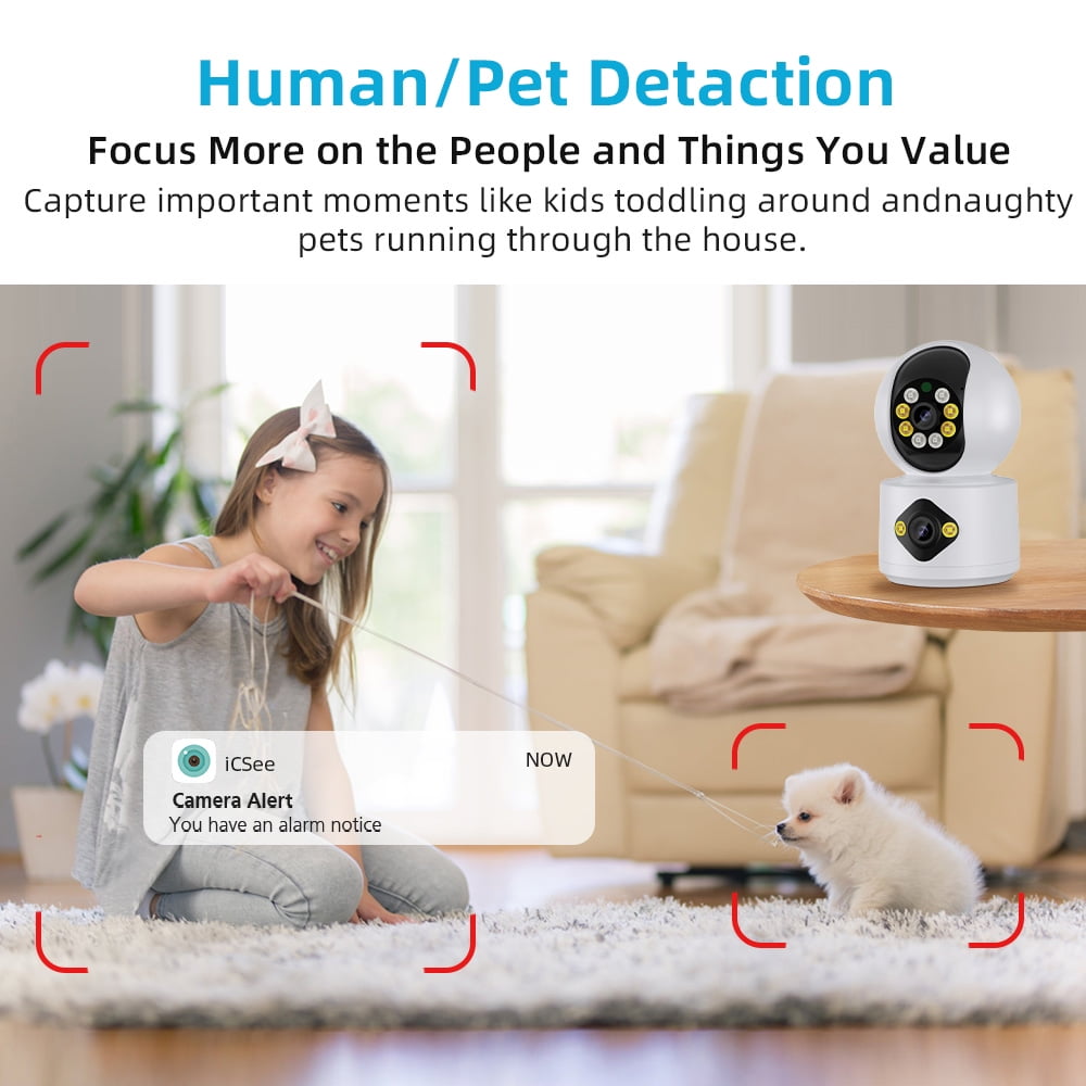 Losei 2.5K Indoor Security Camera,Dual Lens 360° Cameras for Home Security Indoor with Motion Detection Alert, Pet Camera with 2 Way Audio, Baby Monitor-Night Vision