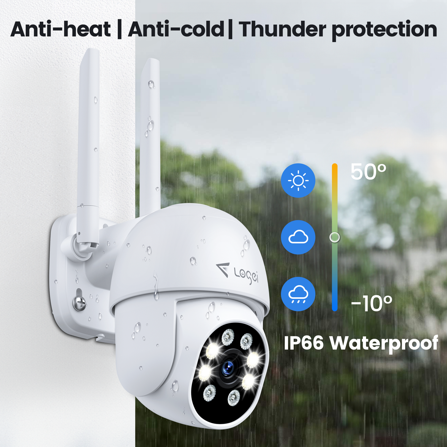 Losei Outdoor Security Camera with Light Alarm,Color Night Vision,2.4G WiFi,Motion Detection,IP66 Weatherproof ,Cloud/SD Card Storage,Two-Way Audio
