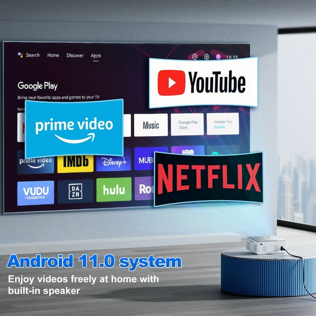 Losei 5G/2.4G WiFi Bluetooth Projector, 16000Lux 4K Support Movie Projector with HiFi Speaker 4P Keystone Correction 300"Display Compatible with TV Stick,Phone,HDMI/USB/TF/AV/AUX