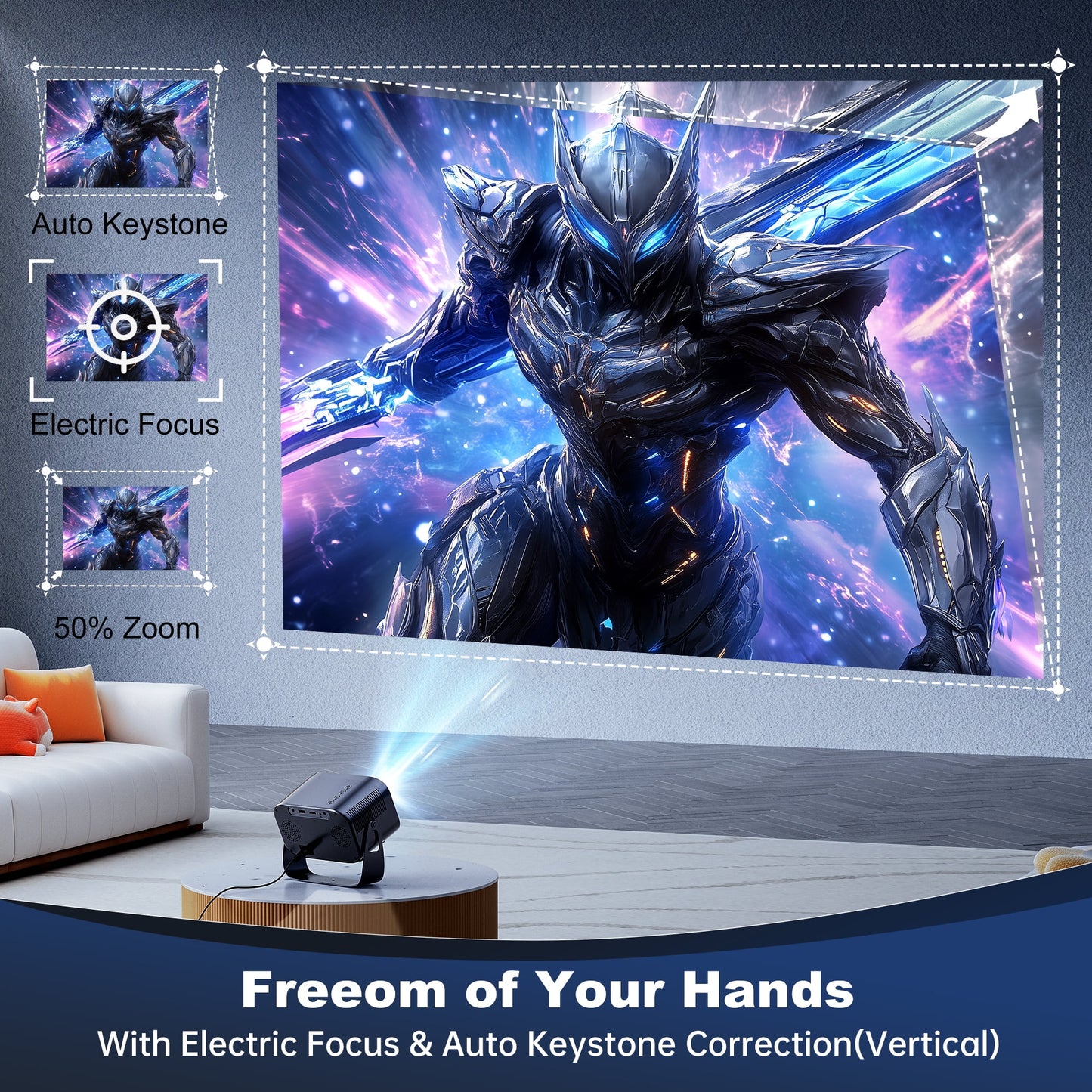 [Electric-Focus] Losei 5G/2.4G WiFi Bluetooth Projector,4K Support Native 1080P,300''Display Screen for Home Theater & Outdoor Movies Projector Compatible with iOS/Android