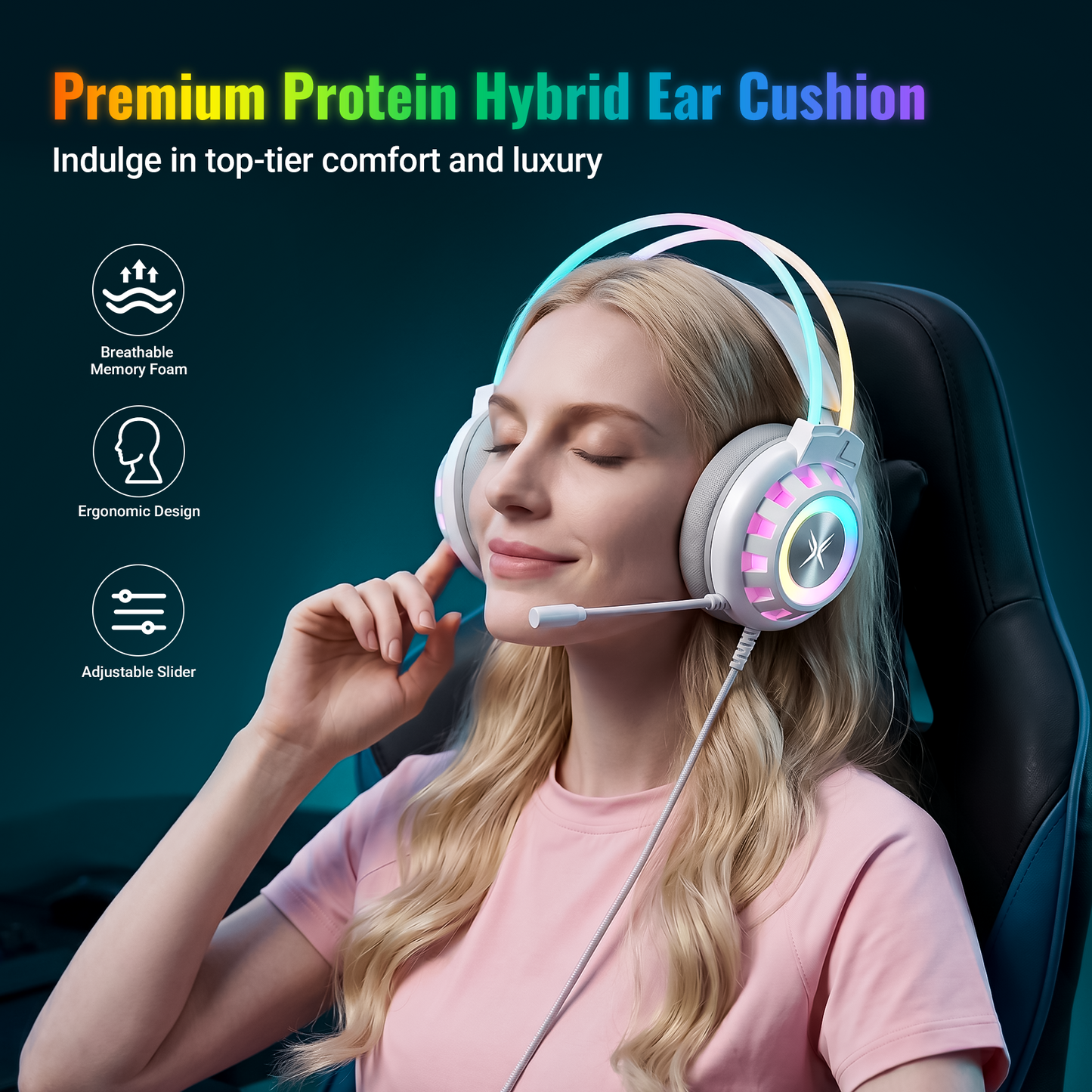 VEATOOL G3 USB Gaming Headset for PC, Computer Headphones with Microphone/Mic Noise Cancelling, 7.1 Surround Sound, RGB Light - Wired Headphones for PS4, PS5 Console, Laptop