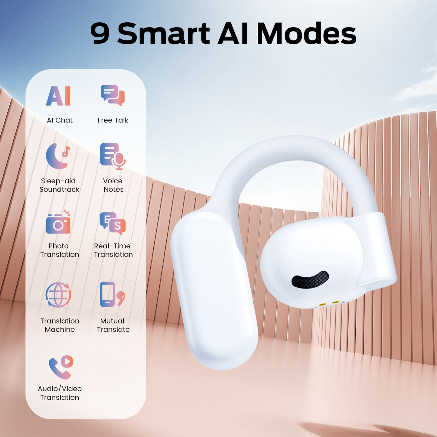 AI Translation Earbuds Real Time, 164 Language Translator Earbuds 4-in-1 Translation Headphones, Audifonos Traductores Inglés Español Open Ear Headphones with Audio and Video Calls, For Business
