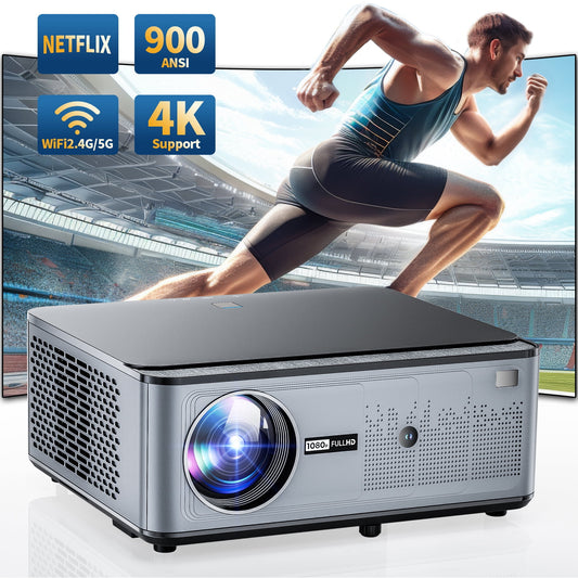 [900 ANSI/Auto Keystone] 4K Home Theater Projector with WiFi 6 and Bluetooth 5.2, Losei 300'' Movie Projector for Indoor/Outdoor, Smart Proyector Compatible with Phone/TV Stick/PC/PS5